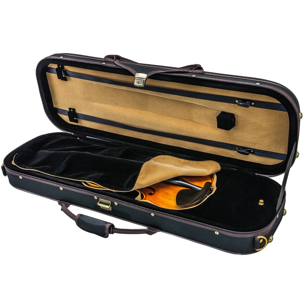Sky 4/4 Full Size Violin Oblong Case Lightweight With Hygrometer Black/Brown Khaki